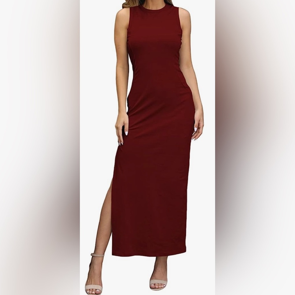 LaSuiveur Women's Sleeveless High Slit Tank Maxi Dress Size L